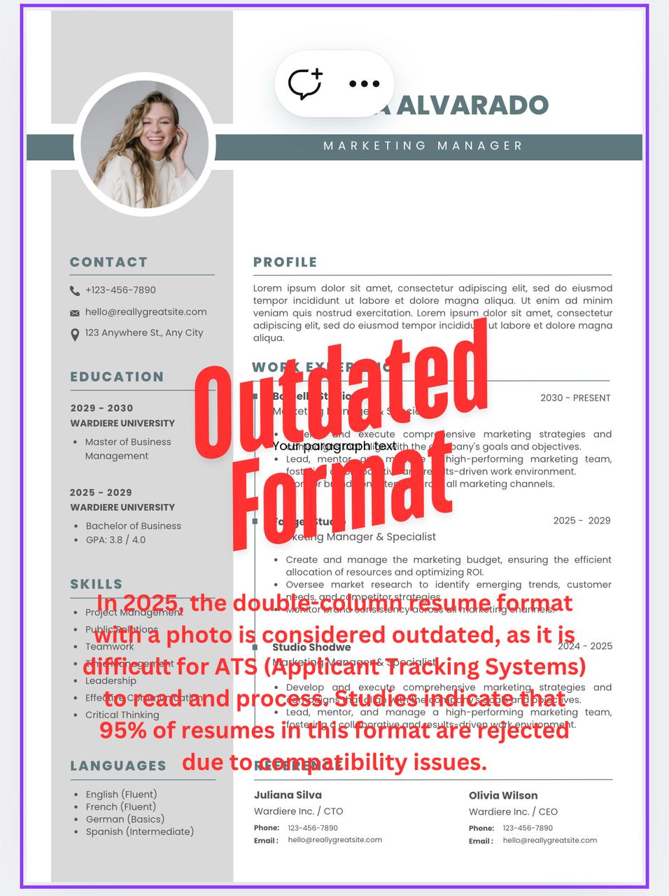 outdated resume format in 2025